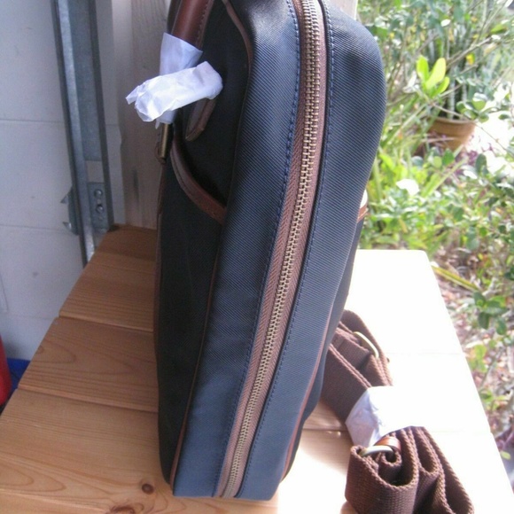 - NEW RALPH LAUREN navy blue commuter briefcase messenger Canvas /leather - Picture 4 of 5